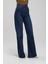 Utah Koyu Mavi Yüksek Bel Bol Paça Denim Kot Pantolon- Geniş Paça 2