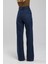Utah Koyu Mavi Yüksek Bel Bol Paça Denim Kot Pantolon- Geniş Paça 3