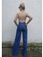 Mavi Yüksek Bel Bol Paça Denim Kot Pantolon 4