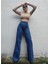 Mavi Yüksek Bel Bol Paça Denim Kot Pantolon 5