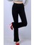 Yüksek Bel Ispanyol Paça Solmayan Siyah Jeans Kot Pantolon 2