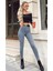 Gri Kot Pantolon Dar Paça Yüksek Bel - Skinny Jeans 1