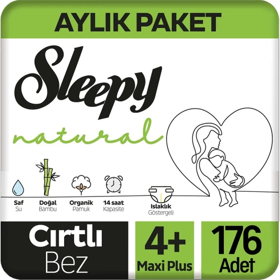 Sleepy Natural Bebek Bezi 4+ Beden 176'lı