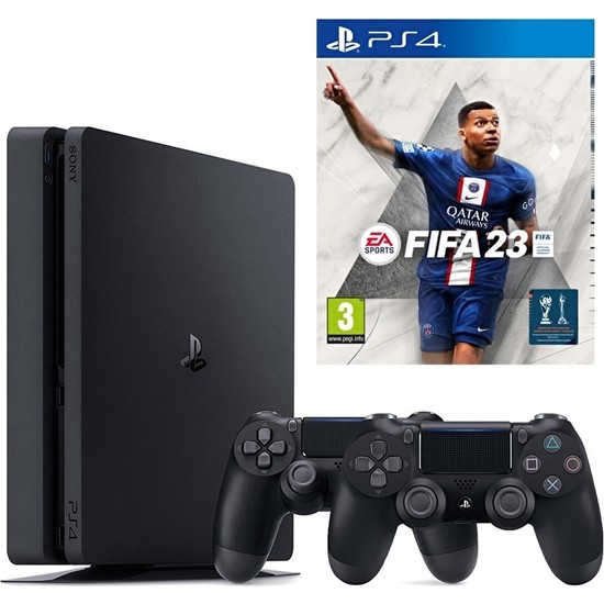 Sony Playstation 4 Slim 1 Tb + 2. Ps4 Kol + Ps4 Fifa 23