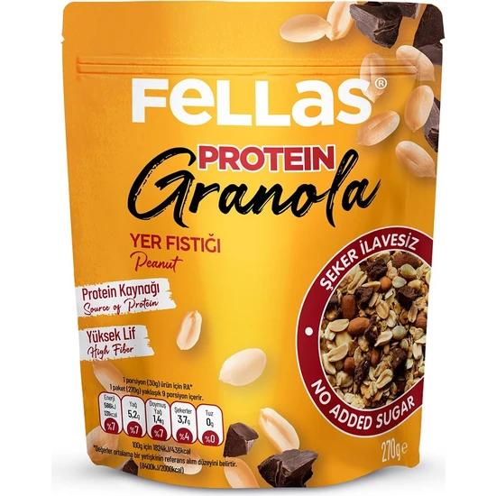 Fellas Granola - Yer Fıstığı & Protein Bar Parçacıklı 270 Gr