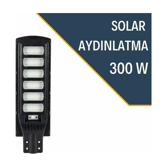 Lexron Güneş Enerjili 300W Solar Sokak Bahçe Aydınlatma Lambası LiFePO4 Lityum Akülü (64.000mA)