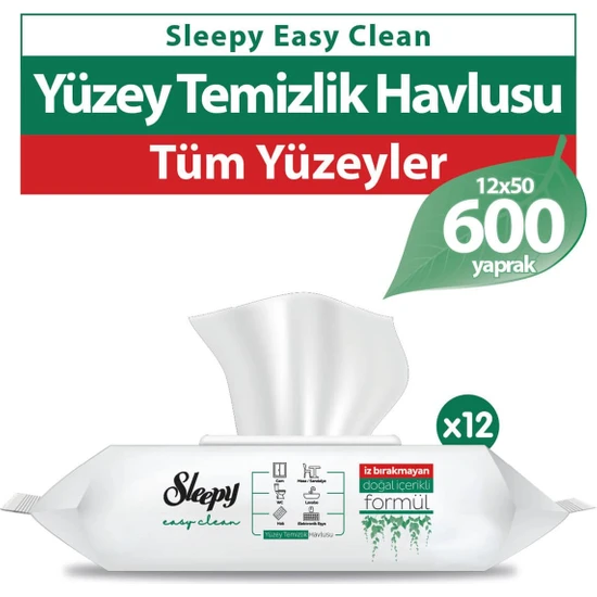 Sleepy Easy Clean Yüzey Temizlik Havlusu 12X50 (600 Yaprak)