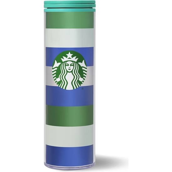 Starbucks Starbucks® Yeşil Şeritli Plastik Termos 473 ml - 11137173