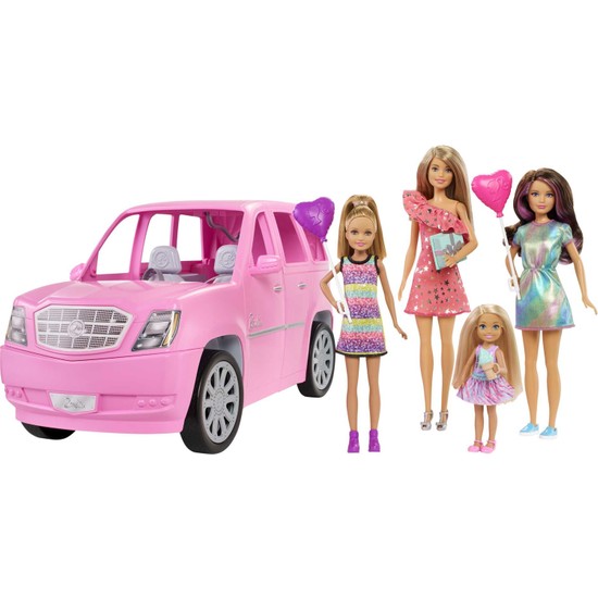 Barbie Oyun Seti, 4 Bebek, Limuzin Ve 10'Dan Fazla Parti Aksesuarı İçerir, 3-7 Yaş Gff58