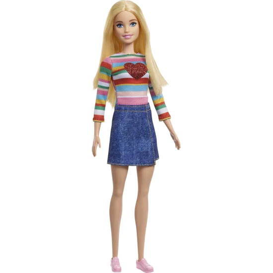 Barbie It Takes Two Barbie Malibu Roberts Bebek, Gökkuşağı Desenli Tişörtü, Kot Eteği Ve Ayakkabılarıyla, 3-7 Yaş Hgt13