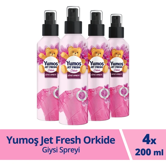 Yumoş Jet Fresh Giysi Spreyi Orkide 200 ml X4 Adet