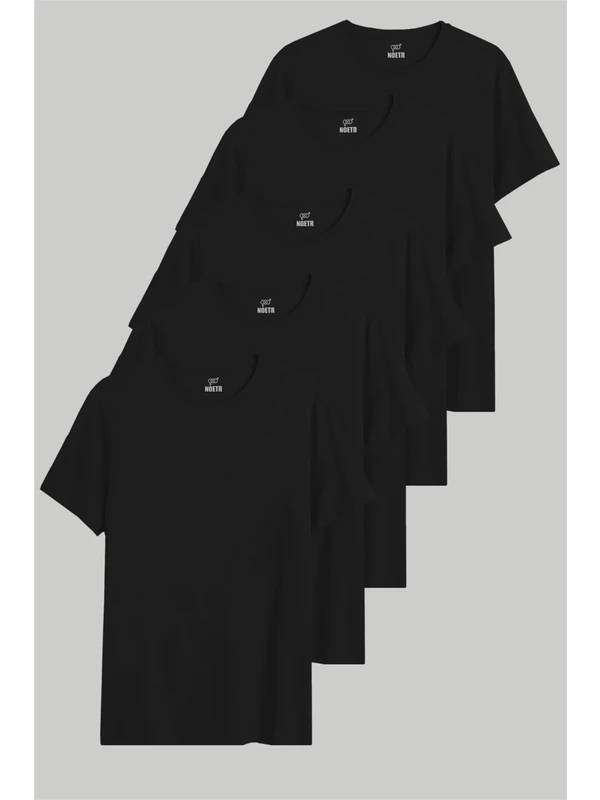 Noetr Siyah Regular Fit Pamuklu Erkek 5'li Tişört