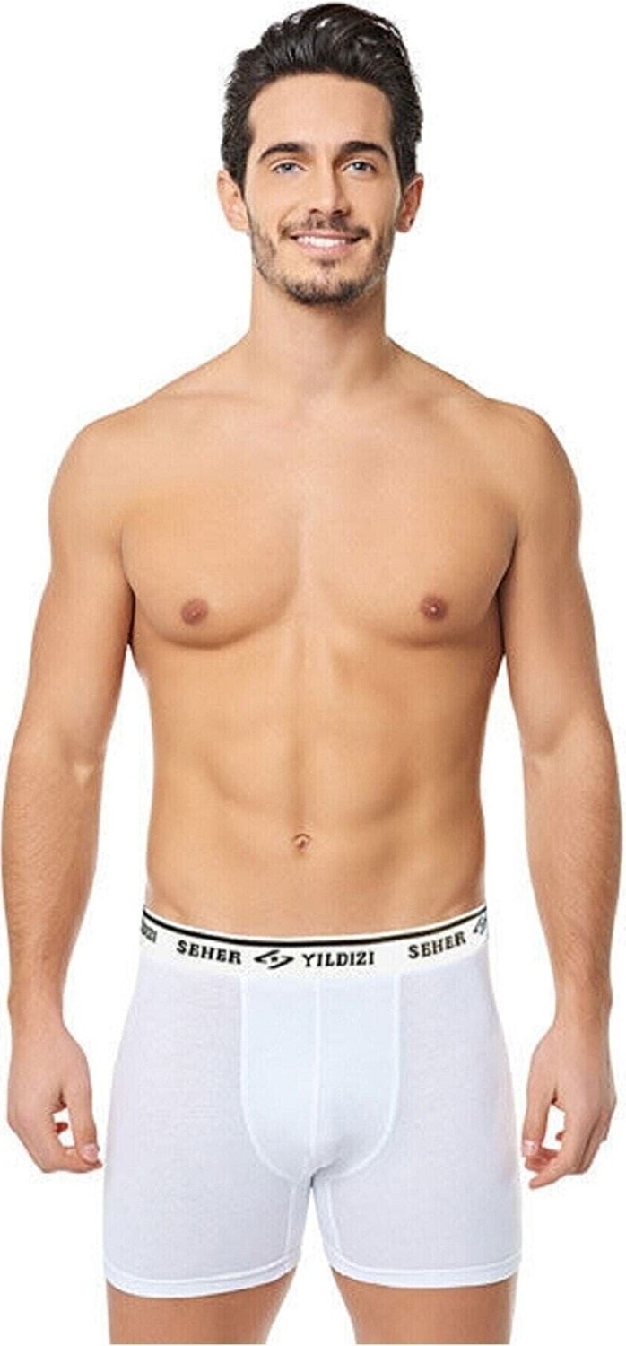 Seher Yıldızı Seher Yıldız 6'lı Paket Erkek Likralı Elastan Boxer Külot Siyah