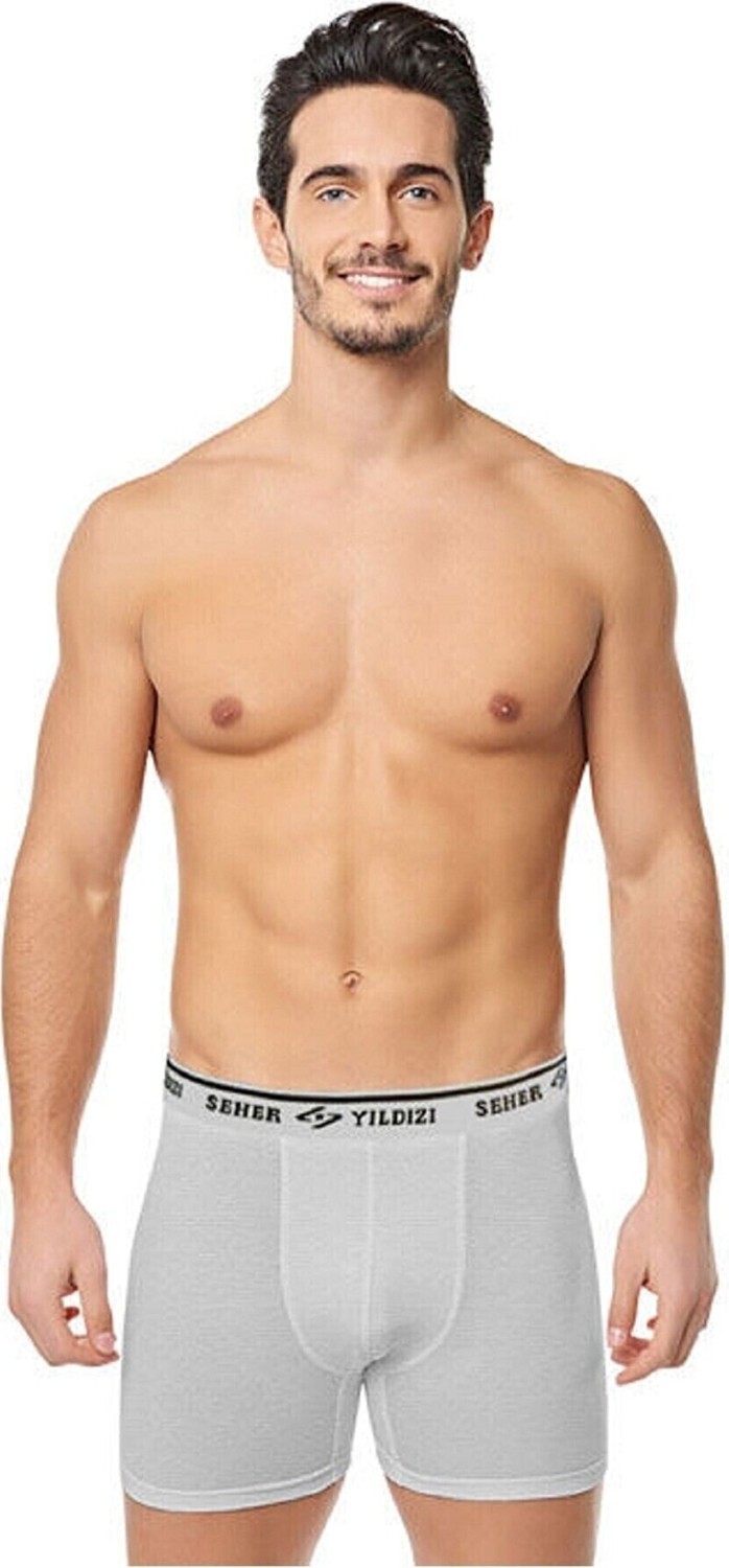 Seher Yıldızı Seher Yıldız 6'lı Paket Erkek Likralı Elastan Boxer Külot Siyah görsel 2