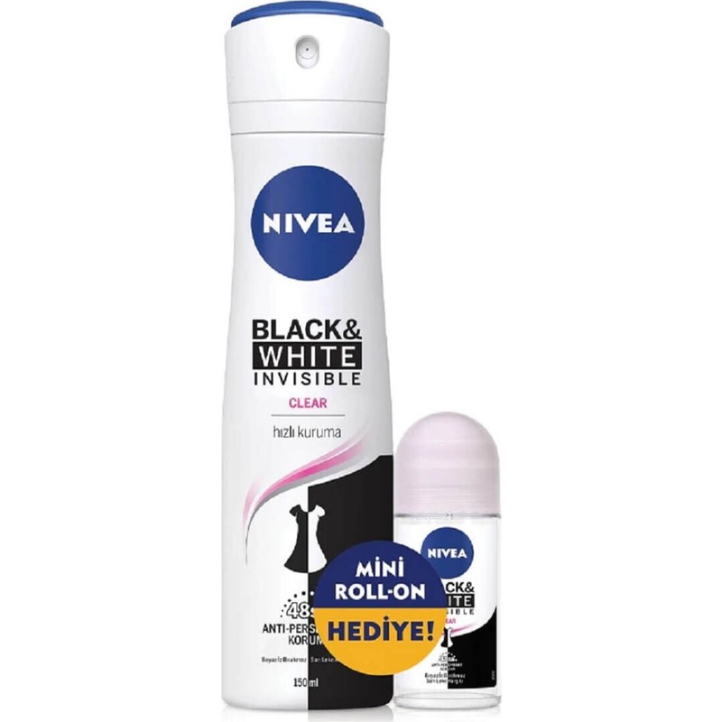 Nivea Black & White Clear Deodorant Black & White Roll On 2'Li