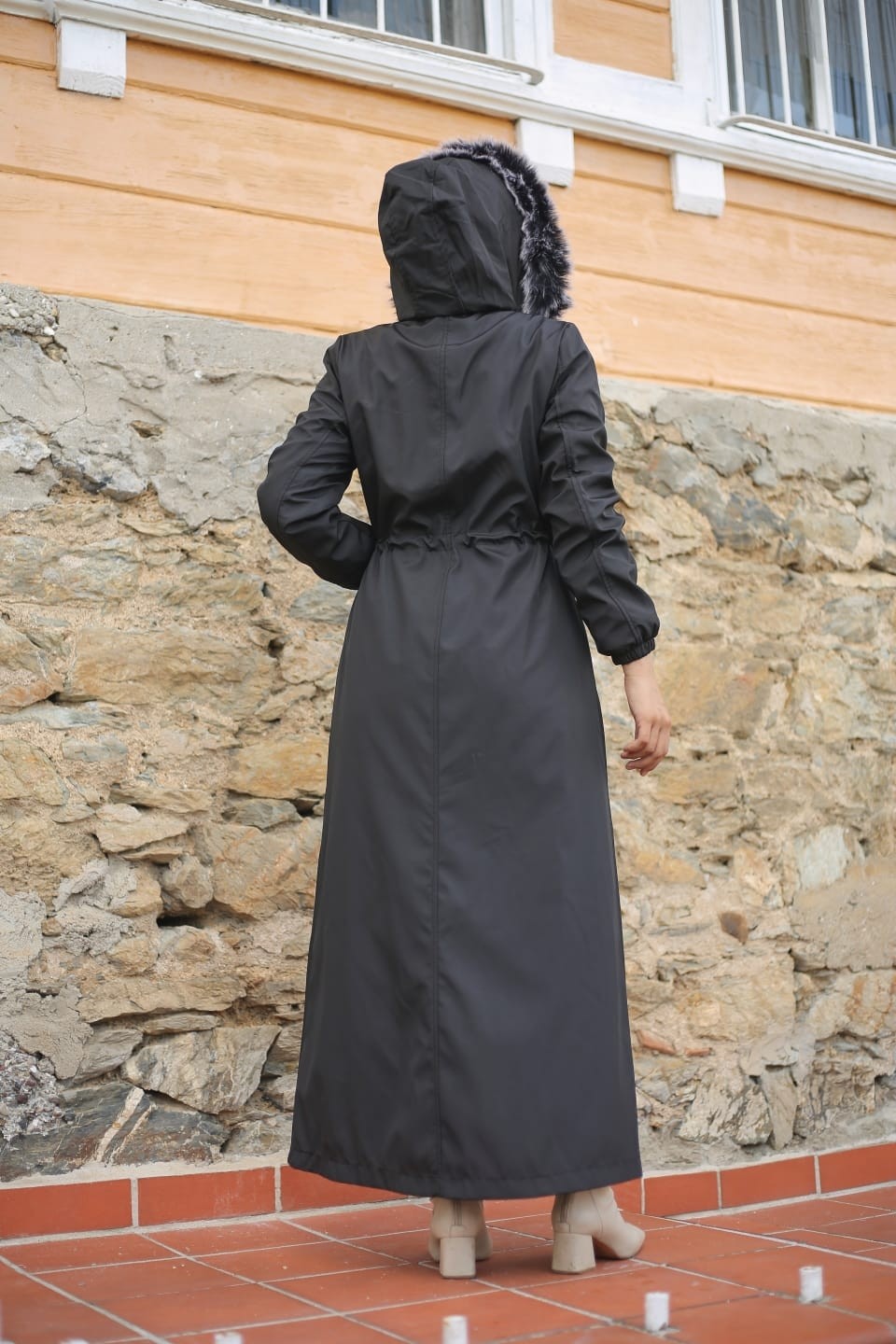 Vibeys Collection Haki Içi Kürklü ve Su Geçirmez Tam Boy Kadın Kışlık Mont & Kaban görsel 8