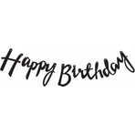 Çıtı Pıtı Store Happy Birthday Siyah Kaligrafi Banner 20 x 210 cm 1 Set Parti Malzemesi
