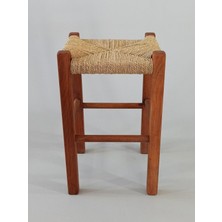 Hasır Örgülü Ahşap Tabure Ceviz 45cm (28cmx28cm)