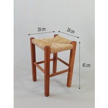 Hasır Örgülü Ahşap Tabure Ceviz 45cm (28cmx28cm)