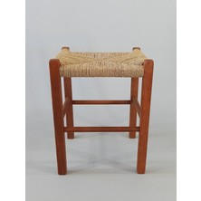 Hasır Örgülü Ahşap Tabure Ceviz 45cm (35cmx35cm)
