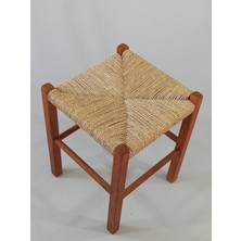 Hasır Örgülü Ahşap Tabure Ceviz 45cm (35cmx35cm)