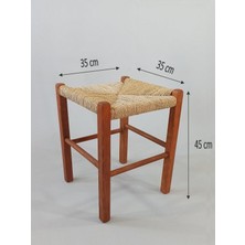 Hasır Örgülü Ahşap Tabure Ceviz 45cm (35cmx35cm)