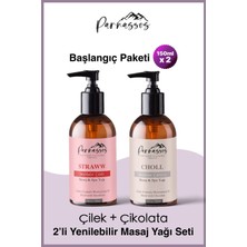 Parnassos Doğal Çilek ve Çikolata Özlü Duyusal Yenilebilir Masaj Yağı Set 150 ml