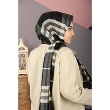 Burberry Siyah-Krem Burberry Ekose Desen Ipek Şal - Siyah-Krem