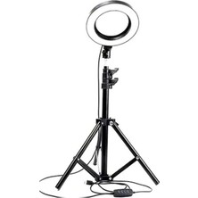 Pazariz  LED Tripod Işıklı Telefon Tutucu Makyaj Işığı Ring Light 10 Inç + 2.1 M Tripod