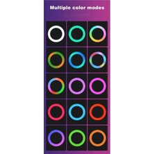 Pazariz Şarjlı Aynalı Rgb Renkli Ring Light LED Selfie Telefon Pc Yayın Işığı Klipsli 10 cm