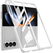 MobaxAksesuar Samsung Galaxy Z Fold 4 Kılıf Full Camlı Şeffaf Kapak