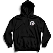 The Baskı Unisex Siyah Anime Naruto Logo Baskılı Kanguru Cepli Kapüşonlu Sweatshirt