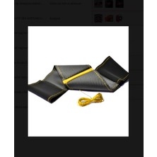 Gürler Oto Kılıf ve Aksesuar Volkswagen Polo (2014-2018) Dikmeli Direksiyon Kılıfı Carbon Desenli-Alkantra Sarı Yüzük