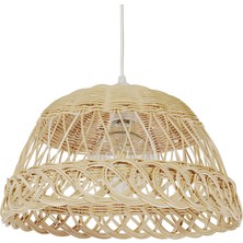 Belkıs Rattan Bambu Rattan Hasır Rafya Jüt Ip Makrome Avize 35 X25 cm