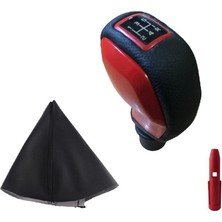 Moda Peugeot 301 Deri Kaplama Kırmızı Spor Vites Topuzu ve Körüğü