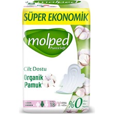 Molped Pure & Soft Uzun 18'Li Hijyenik Ped Nefes Alabilen Yüzey ile Gün Boyu Konfor Sunar
