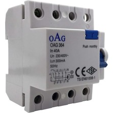 Ues Oag 4 x 32a 30ma 4 Kutuplu Kaçak Akım Rölesi
