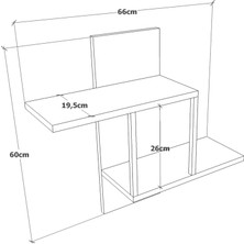 Nefes Design Metal Detaylı Ahşap Geometrik Duvar Rafı