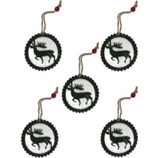 Roco Paper Co. Yılbaşı Ağacı Süsleme Seti - Simli Keçe Hediye Paketi Süsleme - 5 Adet 8 cm