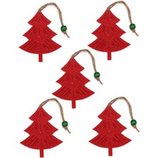 Roco Paper Co. Yılbaşı Ağacı Süsleme Seti - Simli Keçe Hediye Paketi Süsleme - 5 Adet 7.5x9.5 cm - Ç001