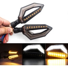 UniChrome Amerikan Park Modüllü Çift Renk Motosiklet Sinyal LED Takımı 12V Drl Universal-Sarı-Beyaz Aydınlatma