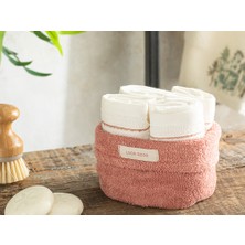 English Home Quadro Pamuklu 4'lü Havlu Setı 30 x 40 cm Gül Kurusu-Ekru