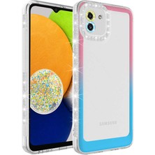 Kilifone - Galaxy A03 - Kılıf Simli ve Renk Geçiş Tasarımlı Lens Korumalı Park Kapak