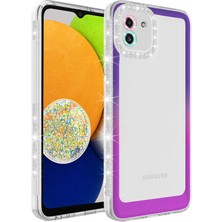 Kilifone - Galaxy A03 - Kılıf Simli ve Renk Geçiş Tasarımlı Lens Korumalı Park Kapak