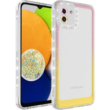 Kilifone - Galaxy A03 - Kılıf Simli ve Renk Geçiş Tasarımlı Lens Korumalı Park Kapak