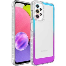 Kilifone - Galaxy A73 - Kılıf Simli ve Renk Geçiş Tasarımlı Lens Korumalı Park Kapak