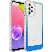 Kilifone - Galaxy A73 - Kılıf Simli ve Renk Geçiş Tasarımlı Lens Korumalı Park Kapak