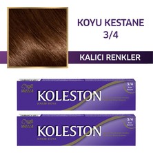 Wella Koleston Sıngle Tüp Boya  3/4 Koyu Kestane 2x Paket