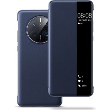 Mooncase Huawei Mate 50 Pro İçin Pu Deri Koruyucu Telefon Kılıfı - Mavi (Yurt Dışından)