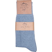 Fonem Erkek Düz Dikişsiz Yünlü Çorap Fo 8000 Mavi